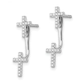 Sophia Jewelers Sterling Silver CZ Cross Dangle Earrings with Rhodium Finish